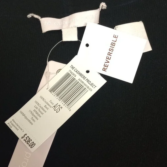 🆕 THE CASHMERE PROJECT "AUTUMN" NAVY BLUE & BLACK REVERSIBLE PONCHO - Picture 12 of 14